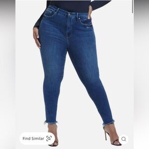 Good American Good Legs Skinny Mid Rise Raw Hem 29” Inseam  Size 14/32 GL852T